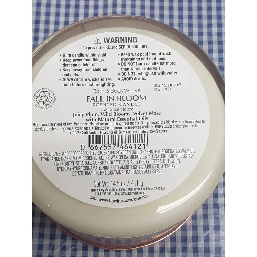 BBW Fall In Bloom Large 3 Wick Candle Home Fragrance Decor